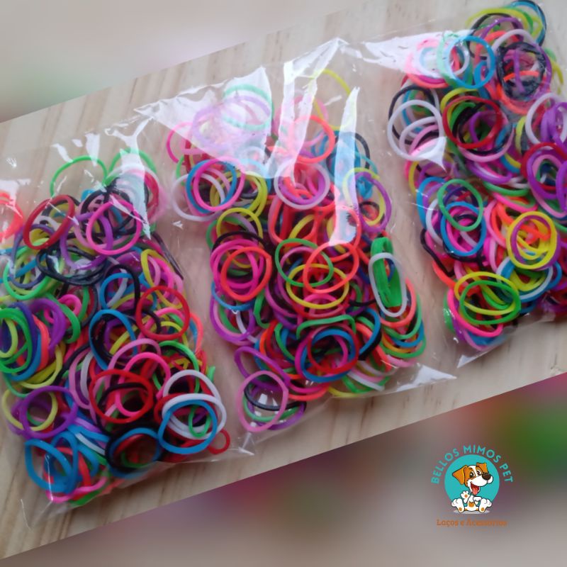 400 ELASTICOS SILICONE SORTIDOS LIGUINHAS BORRACHINHAS LACINHOS PENTEADOS LAÇOS PET BANHO E TOSA.
