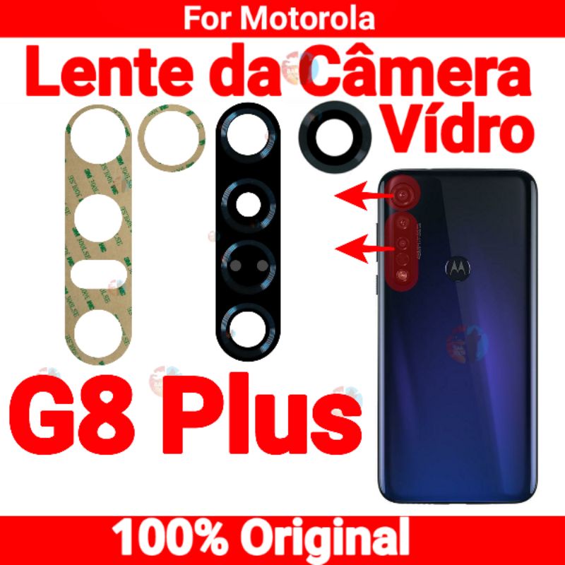 Lente Vidro Camera Traseira Motorola Moto G8 Plus Original + Cola
