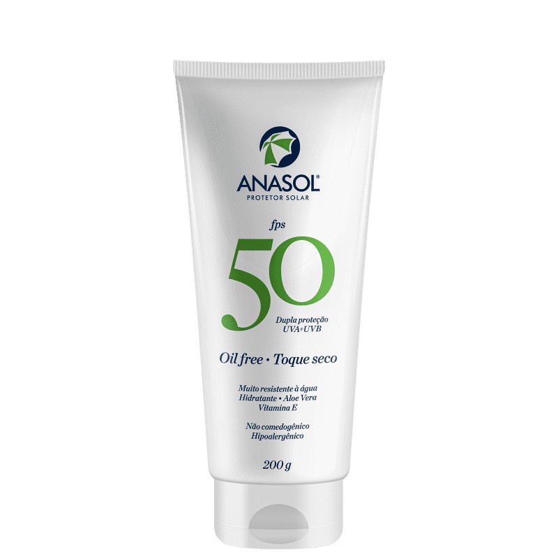 Protetor Solar Corporal Anasol Fps 50 Toque Seco - Com Aloe Vera e Vitamina E 200g