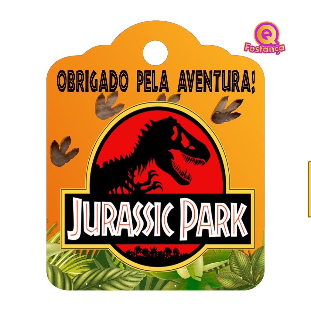 10 Tags de Agradecimento Quadrada para Lembrancinhas Jurassic Park