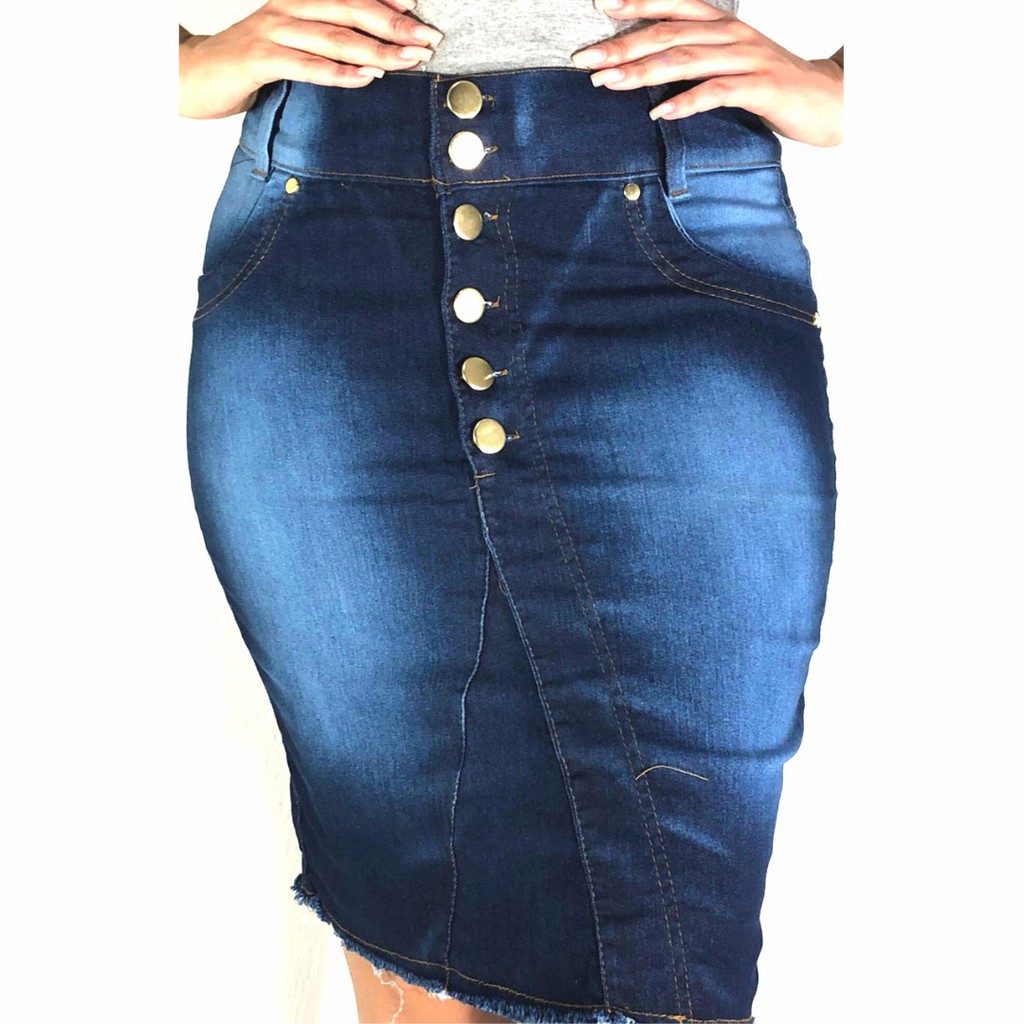 saia jeans com lycra