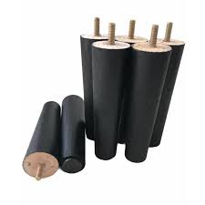 Pés para Cama Box Madeira Maciça Com 12cm Casal Solteiro Queen ou King - Cor Preto