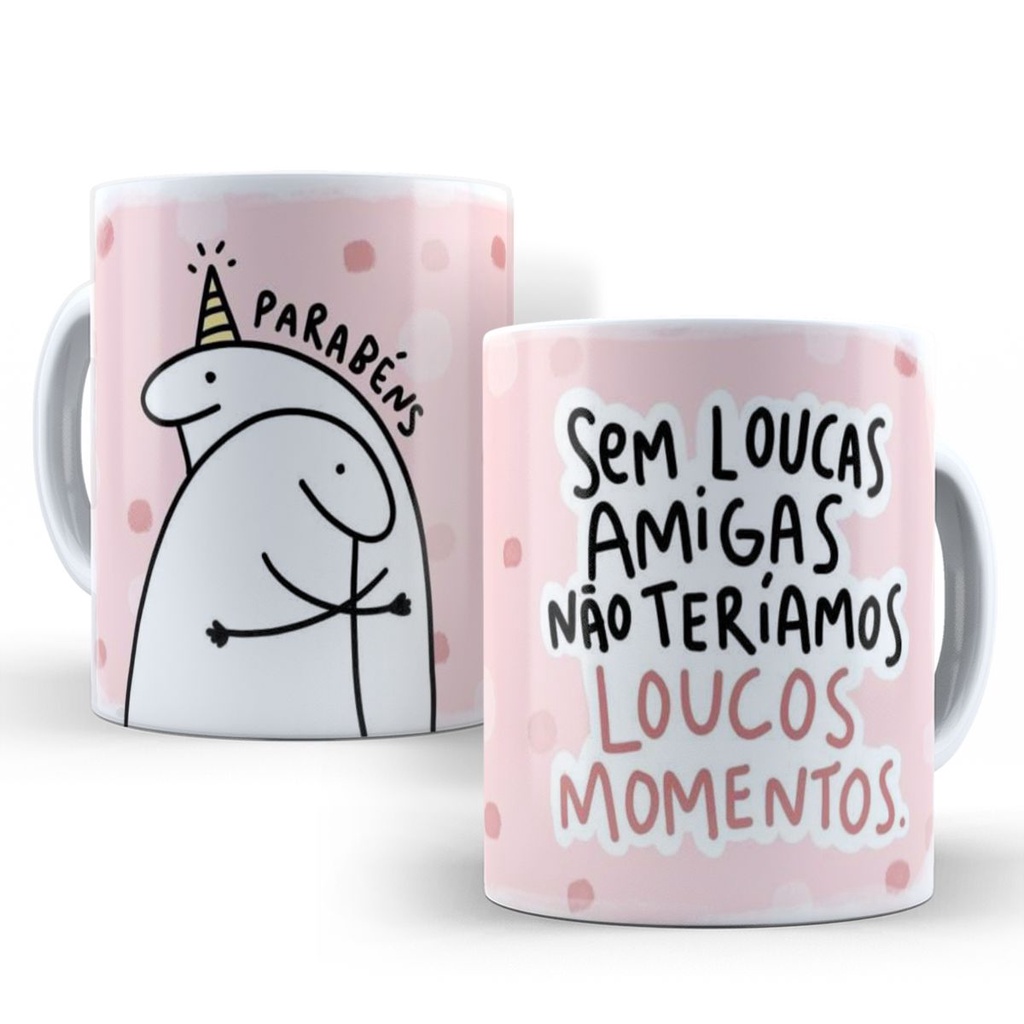 Caneca Amigas Personalizada - Flork Meme Engraçada Divertida Amiga Amizade Mod. 450 Miga Loka