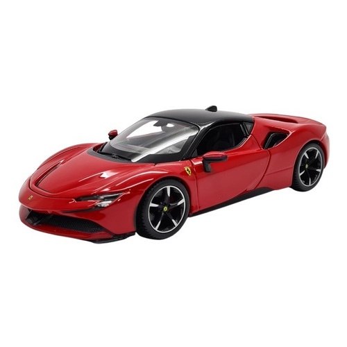 Miniatura Ferrari Sf90 Stradale Vermelho Burago Metal 1:24