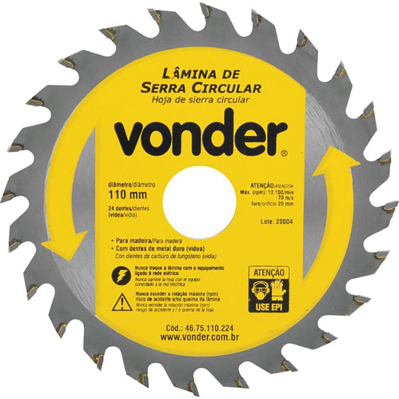 Serra Circular de Widea 4.3/8 POL 110MM x 20MM 24 Dentes VONDER - Home & Living