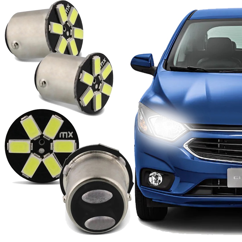 Par De Lâmpadas De Led 67 Ba15s 12v 6 Leds 1 Polo Setas Pisca Alerta - Spare Parts and Accessories for Vehicles