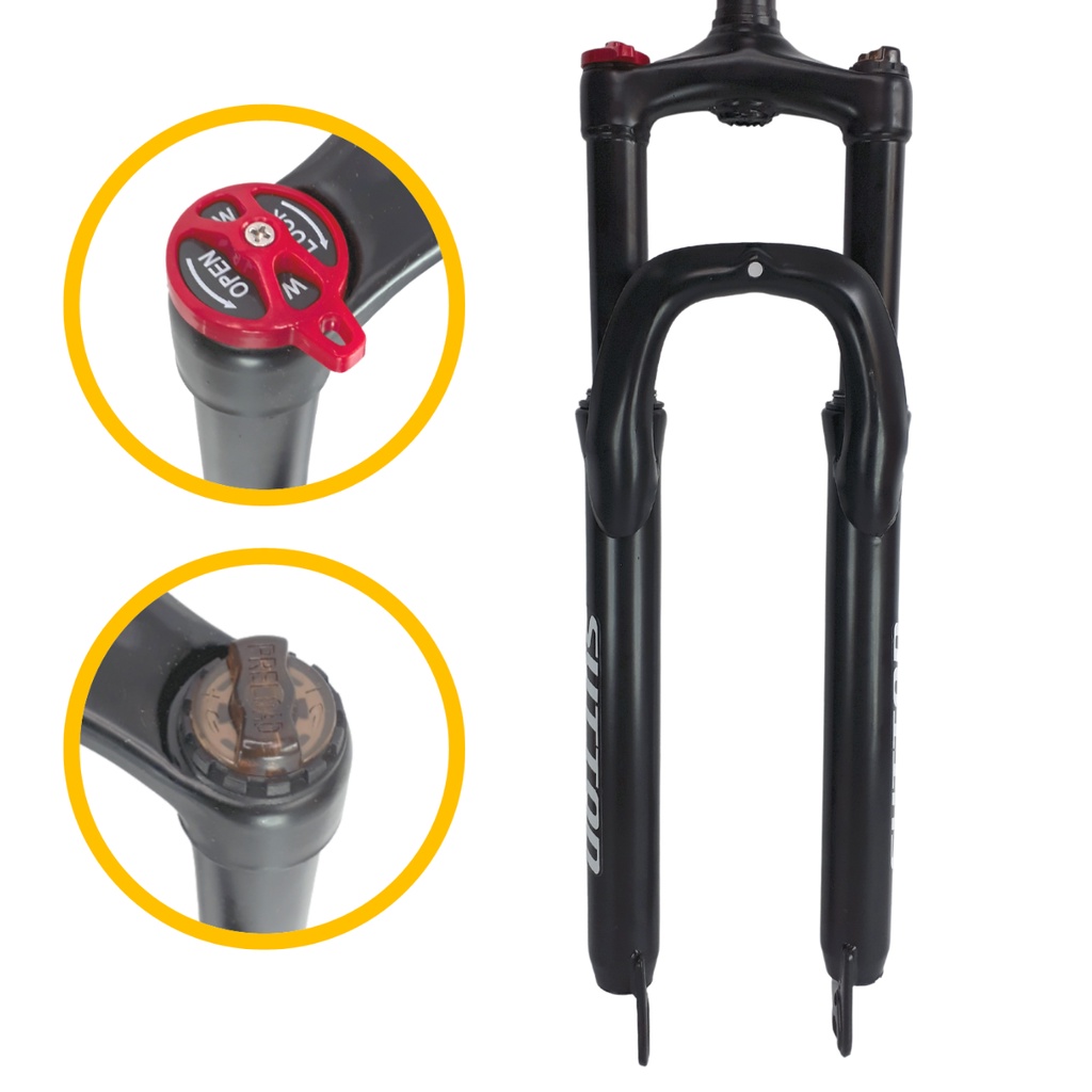 Garfo Suspensão Bike aro 29 Amortecedor Bicicleta Mtb Com Trava e Preload
