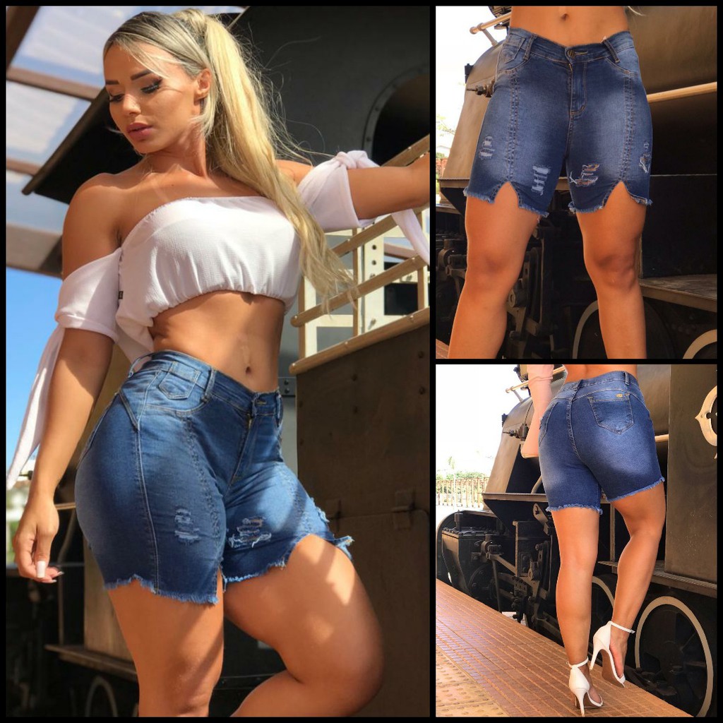 short cintura alta lycra