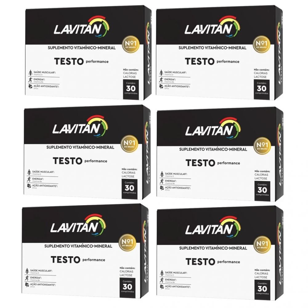 Kit C/ 6 - Lavitan Testo Cimed Performance com 30 Cpr