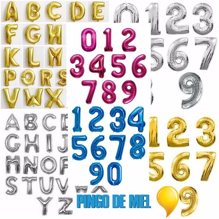 Balão Metalizado Número E Letra 40cm em Oferta na Shopee