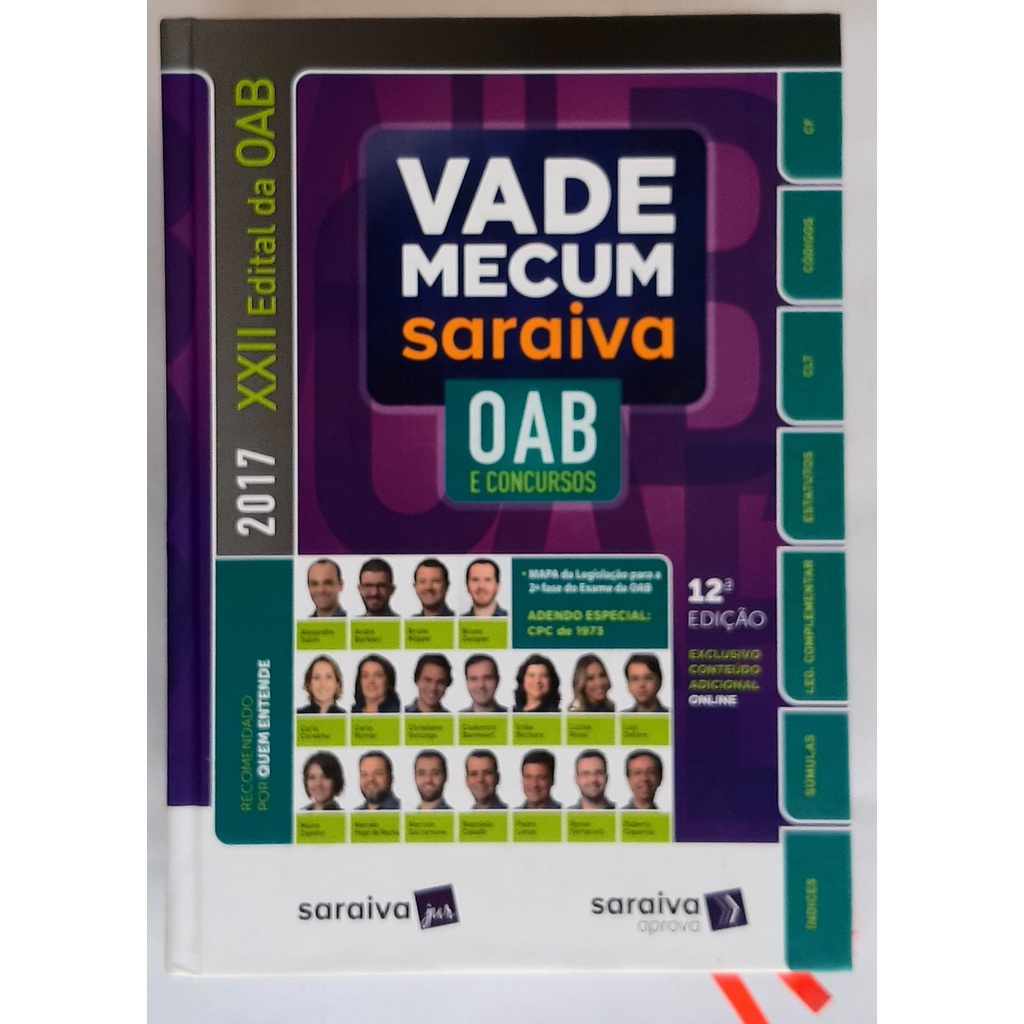 Livro Vade Mecum Saraiva Oab E Concursos - 2017
