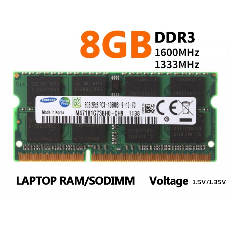 Samsung Memória RAM 2Rx8 8GB Laptop DDR3 DDR3L 1600MHz PC3-12800S 1333MHz 1.5V Notebook 204Pin 1.35V Módulo De