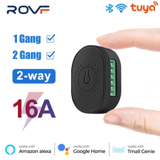 ROVF 16A 1/2 Ajuda Tuya WiFi Bluetooth Inteligente Mini Interruptor 2-way Temporizador Disjuntor Módulo De Switch Adequado Para Google Home Alexa Mall Genie