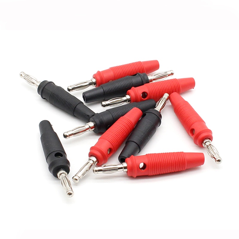 10Pcs/lot DIY Connector 4mm Side Stackable Banana Plug Para Alto-Falante Musical Vídeo Áudio Vermelho E Preto BRH1