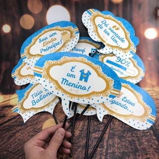 10 plaquinhas chá de bebê menino selfie cod 14 em Oferta na Shopee