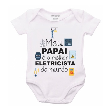 Roupa Body Bebê Personalizado Melhor Eletricista Mundo Pai em Oferta na Shopee