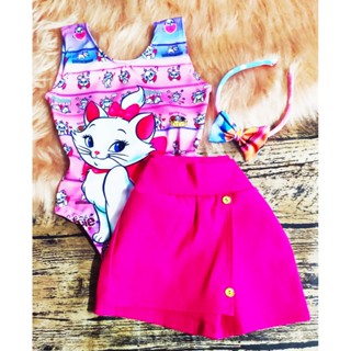 Body (com personagem) + Short saia Bengaline! (conjunto infantil completo) em Oferta na Shopee