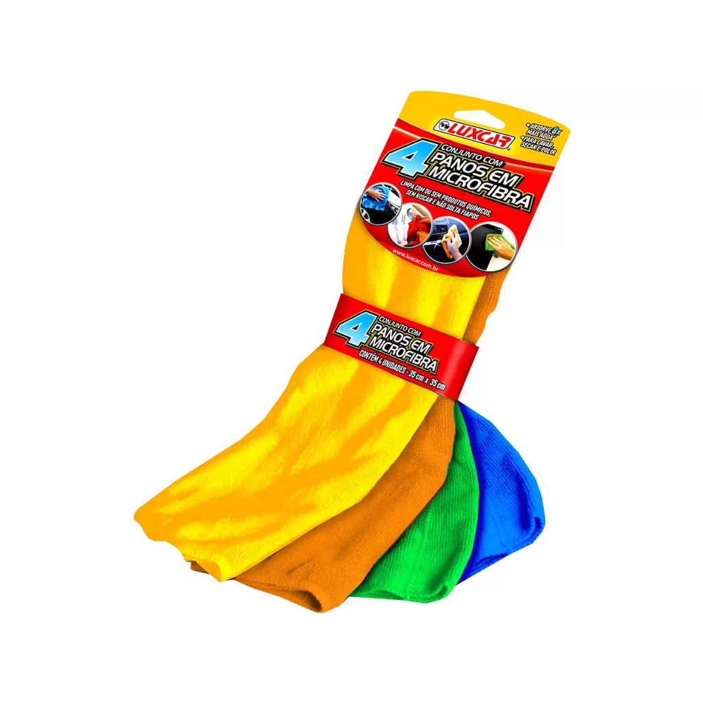 4 panos de microfibra luxcar limpeza automotiva em Oferta na Shopee