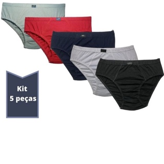 KIT 5 cuecas Slip Tradicional 100% Algodão