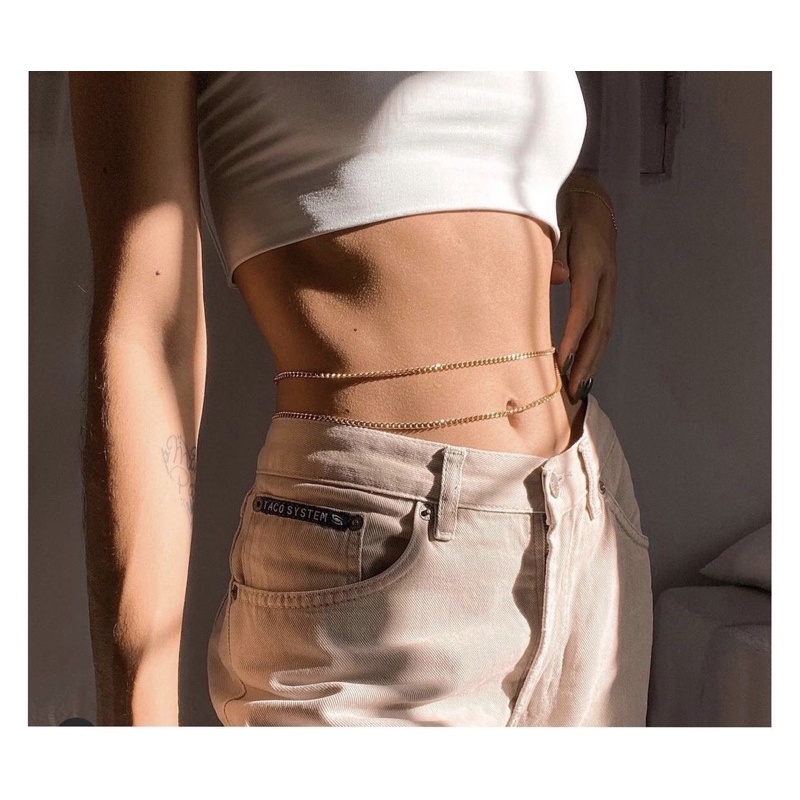 cinto corporal body chain / bory chain cinto duplo ,banhado a ouro