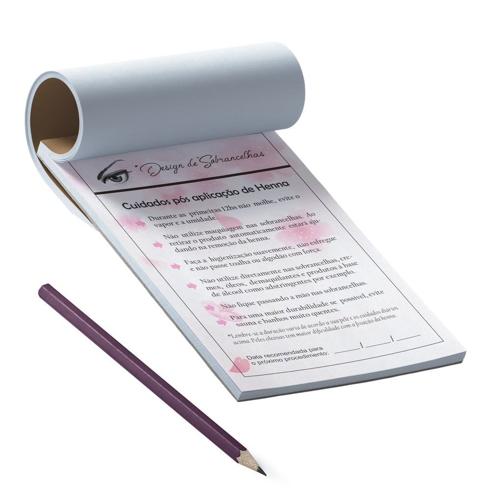 Bloco Cuidados Pós Design/Designer de Sobrancelhas com Henna em Oferta na Shopee