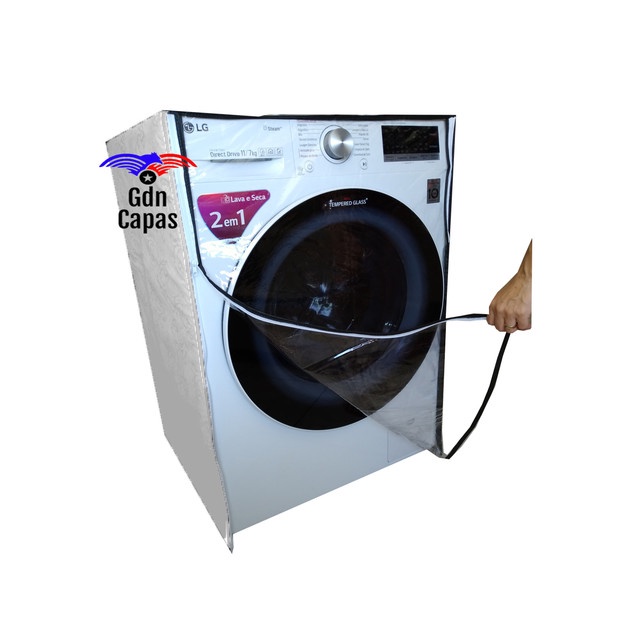 Capa Maquina Lava-Seca Samsung 11 Kg Ziper Transparente branca