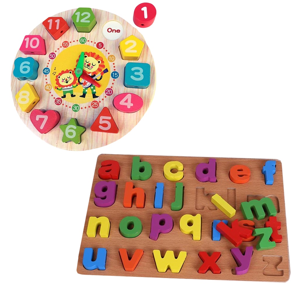 Brinquedos Pedagógicos Montessori Relógio Divertido Alfabeto Infantil Colorido Tabuleiro Educativo