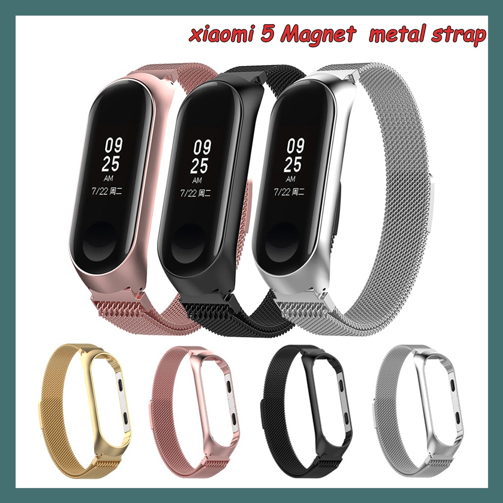 Stainless Steel Wrist Magnetic Milanese Strap for Xiaomi Mi Band 5 Metal Watch Band Smart Bracelet Miband 5 Magnet Belt