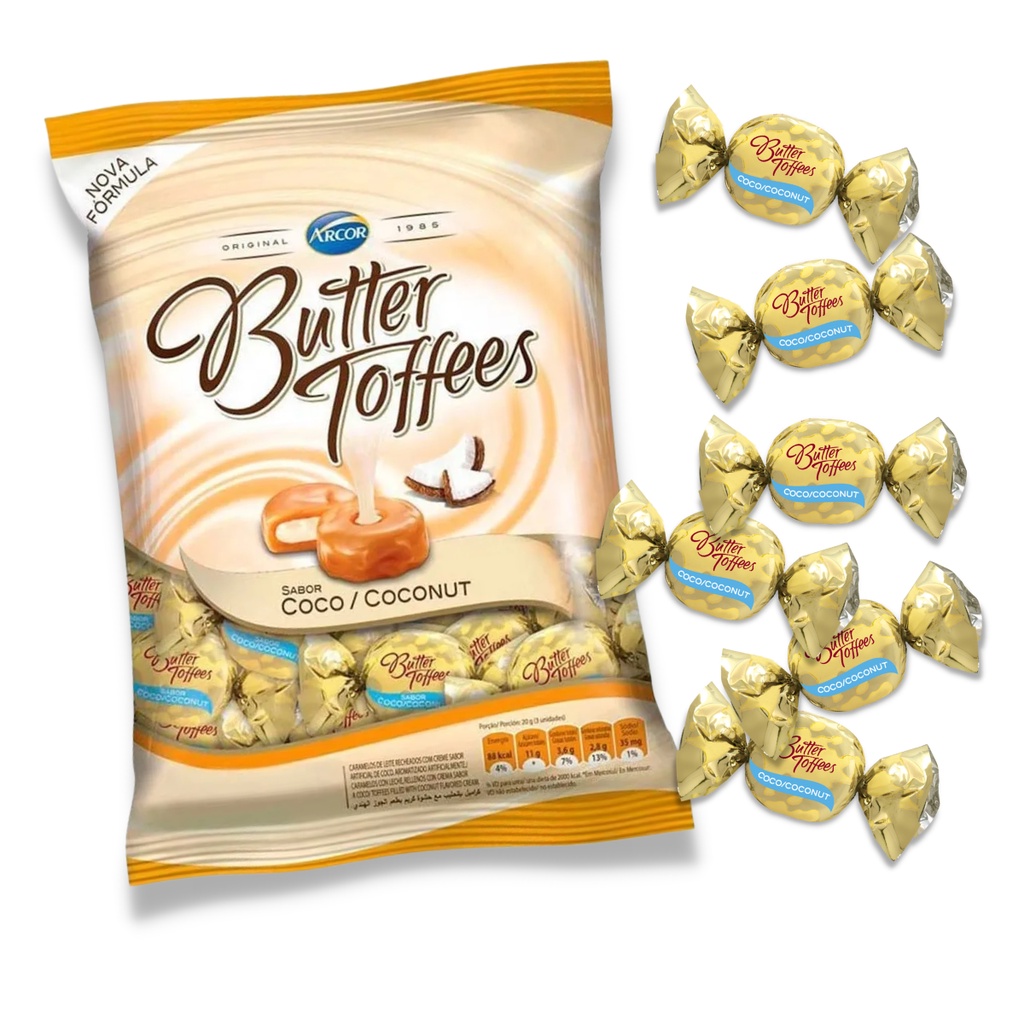 Pacote Bala Recheada Butter Toffees Coco / Coconut - 100g - Arcor ...