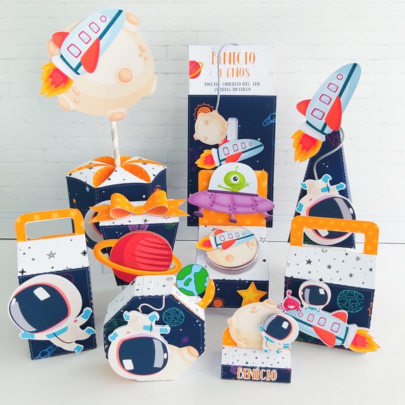 Kit Caixinhas Lembrancinha Personalizada ASTRONAUTA Aniversario Festa Infantil