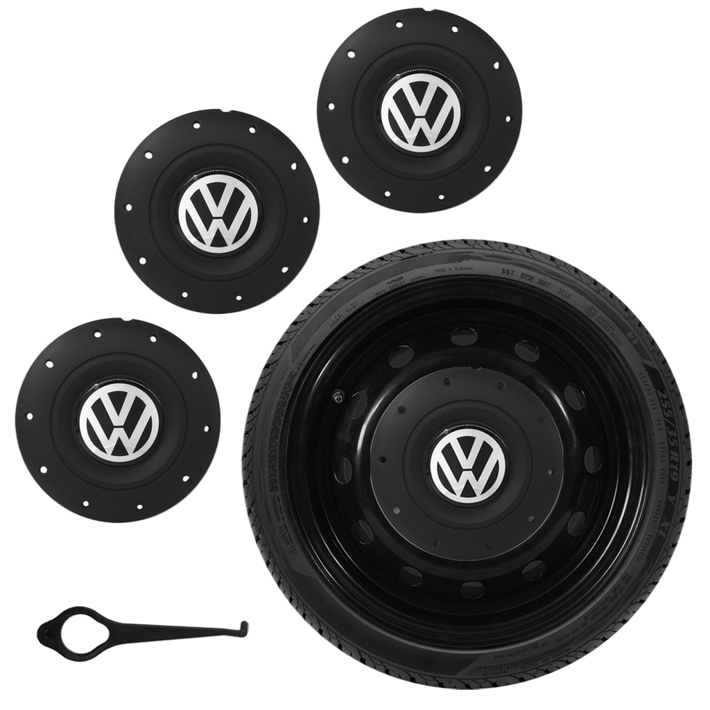 Kit Calota 4-Furos Centro De Roda Ferro Vw Aro 13 14 15 Amarok Gol G3/G6 Voyage G5 G6 Saveiro G3/G6 Santana Parati