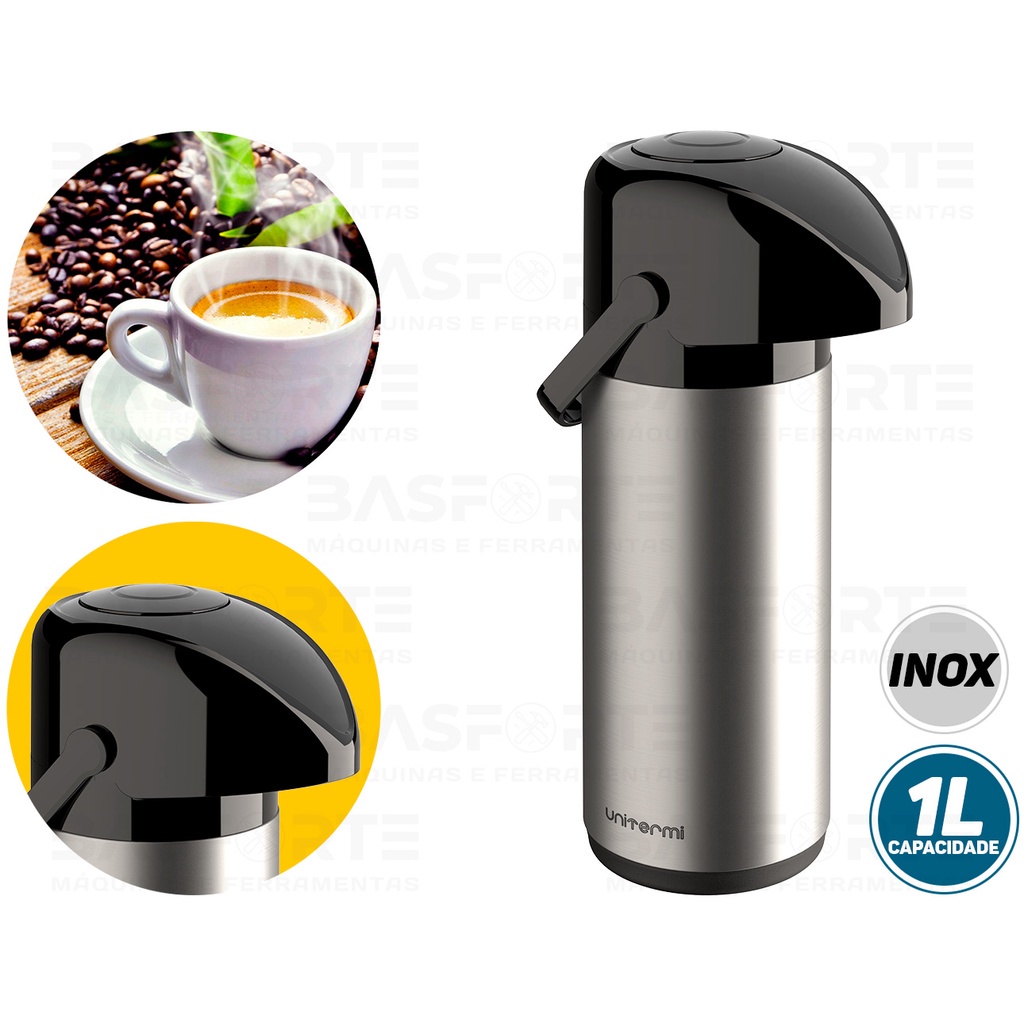 Garrafa Térmica Para Café Verona 1 Litro Inox Unitermi Chá Leite Água Quente Fria Qualidade Premium em Oferta na Shopee