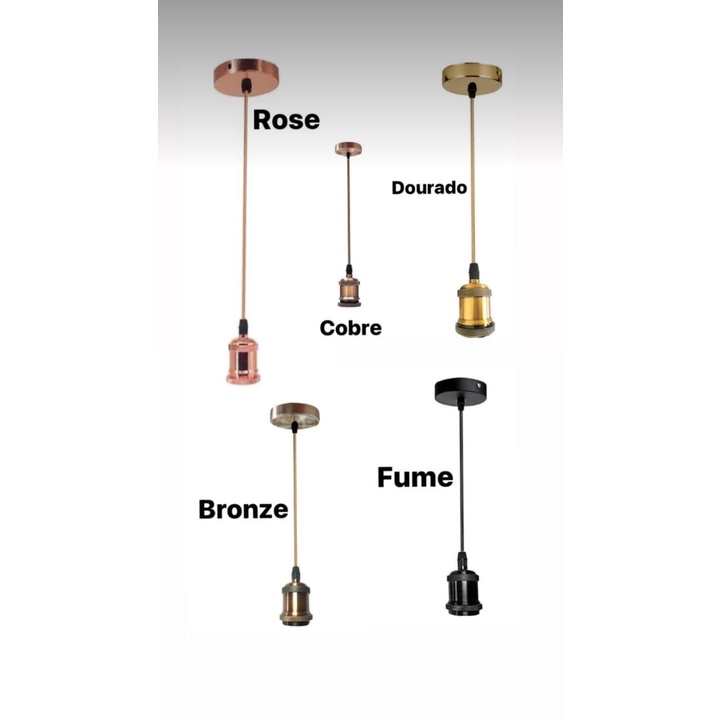 Fio Pendentes Metal Soquete E27 com canopla - Luminária