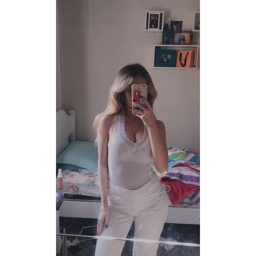 Body de renda branco- Brechó Mana