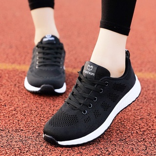 Tênis Feminino Casual Leve De Malha Respirável Com Cadarço WJ144