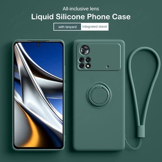 Capa Macia De Silicone Líquido Para Poco X4 Pro 5G Magnética De Carro Com Cordão Poko Little X 4 Pocox4 m4 Fundas Protetoras