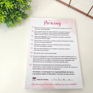 Bloco de Cuidados/Orientação Piercing em Oferta na Shopee