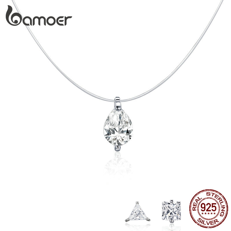 Colar Pingente Bamoer Prata 925 Brilhante Life SCN332 em Oferta na Shopee