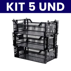 Kit 5 Caixa Plástica Organizadora Hortifruti Feira Oferta Fruteira Mercado Bar Horta Frutas Legumes