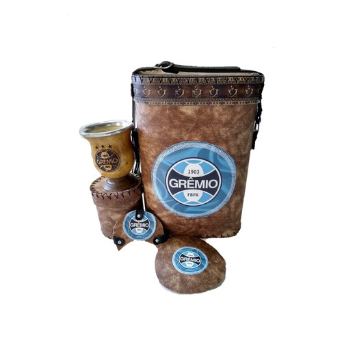 Mateira Chimarrão Do Grêmio 1lt+cuia+porta Erva+cevador+tapa