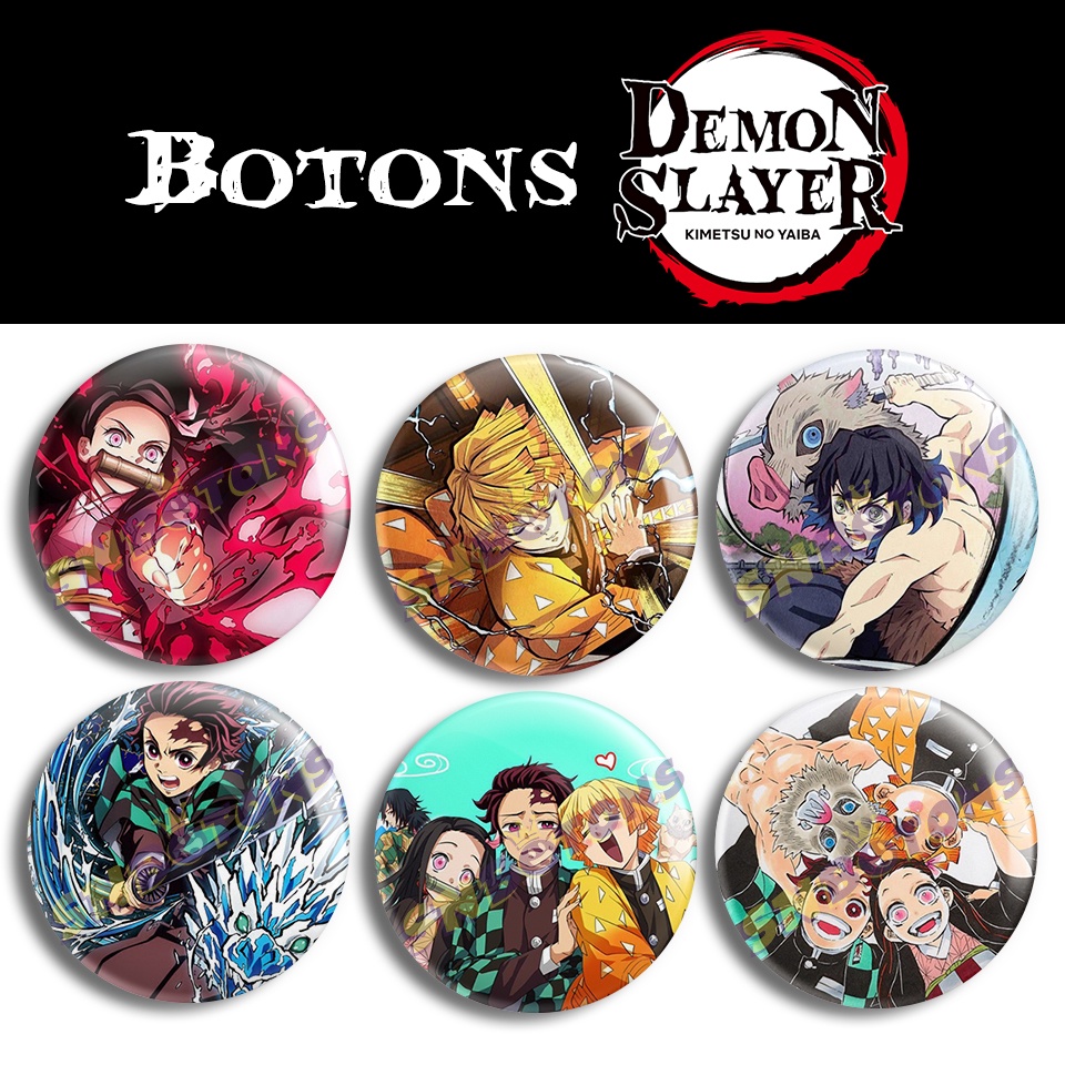 Até 15  Botons Bottons Anime Demon Slayer - Hashiras   Muzan Tanjiro Nezuko Zenitsu Inosuke