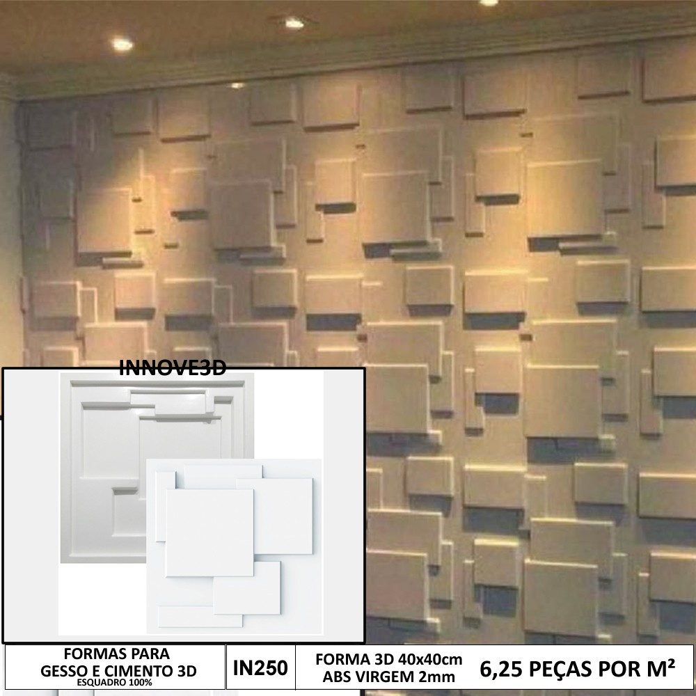 Forma 3d Gesso Mosaico Choc 40x40 Abs 2mm Molde Gesso ou Cimenticio 3d