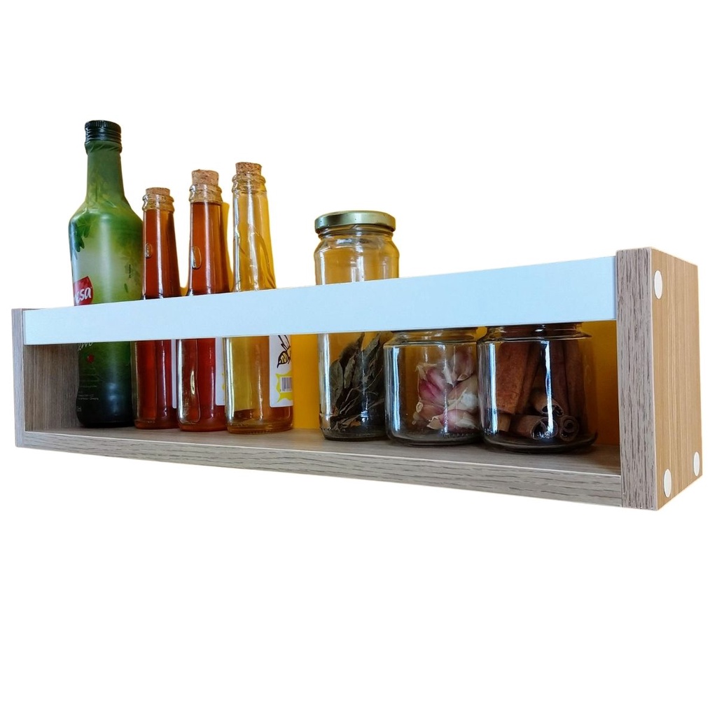 Estante Nicho Organizador de Cozinha Prateleira de temperos Nicho Livreiro de Parede Mdf madeira 2un 55cm
