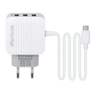 Carragador De Celular 3USB 3.4A Fonte Usb 2.0 para Smartphone v8 Tomada Universal Plug EU Verde CDQ-T3U-13 Nao Atrai IMA