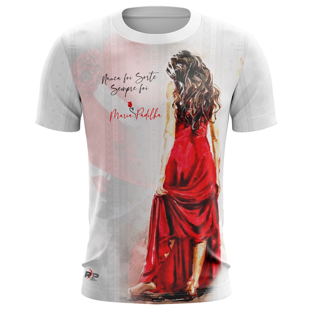 Camisa Religião Umbanda Maria Padilha cor Vermelha e Branca