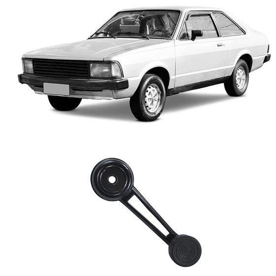 Kit 2 Manivela maçaneta vidro Corcel I; Corcel II; Belina; Del Rey; F1000 metal preta