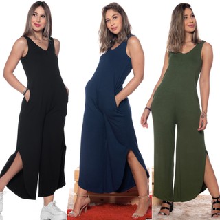 Macação Pantacourt Viscolycra Versátil Com Bolso Ultra Confortável Moda Casual Feminina