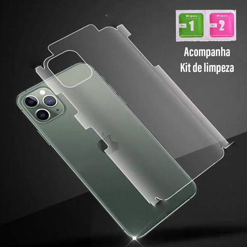 Película Gel Traseira iPhone 7 8 Plus XS Xr Xs Max 11 12 13 14 Pro Max Com / Sem Lateral