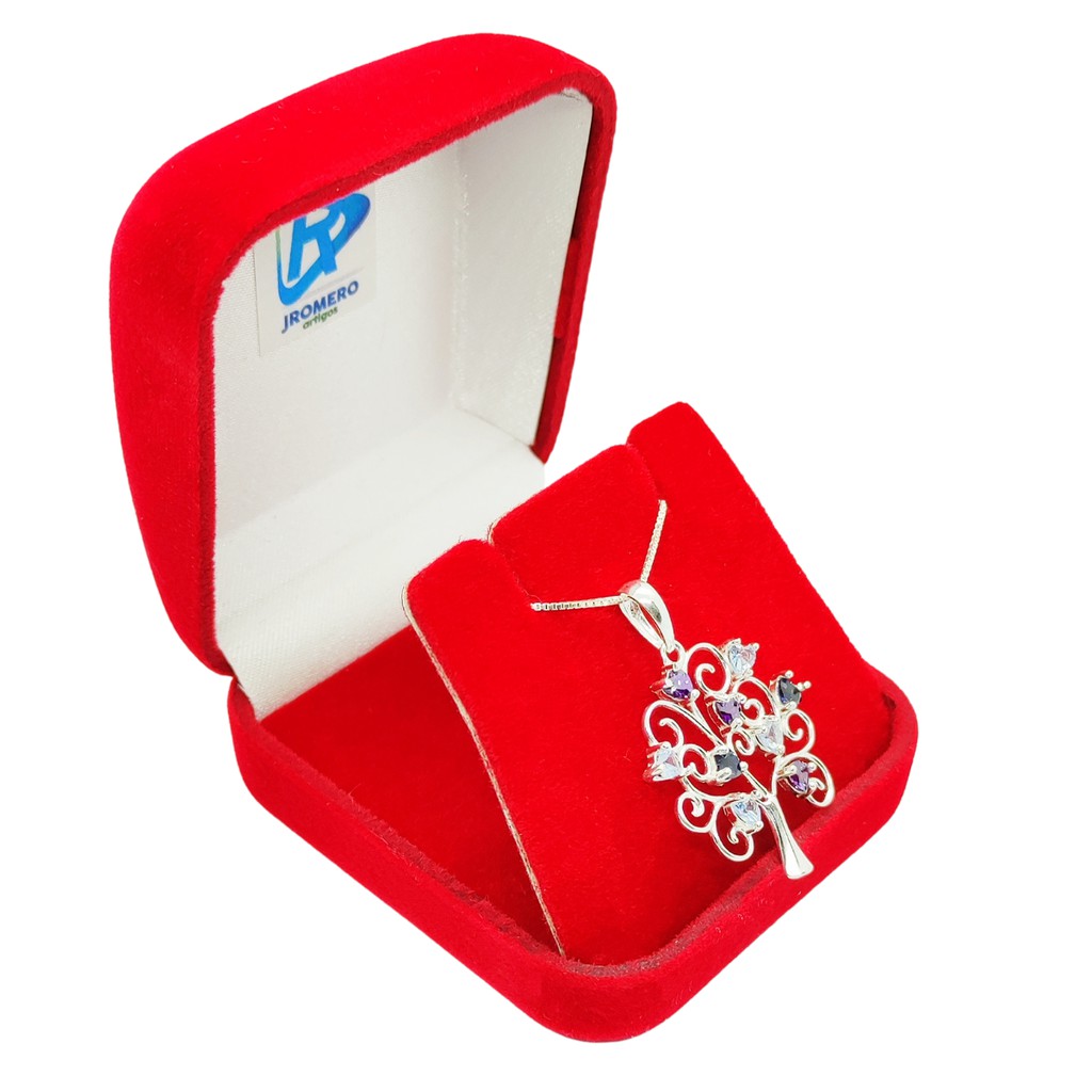COLAR FEMININO COM PINGENTE ARVORE DA VIDA ZIRCÔNIAS COLORIDAS MOD2 - PRATA 925 - JROMERO ARTIGOS
