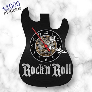 Relógio Parede Guitarra Rock N Roll Musica Disco Vinil Decoração Vintage Retrô Moderna Contemporânea